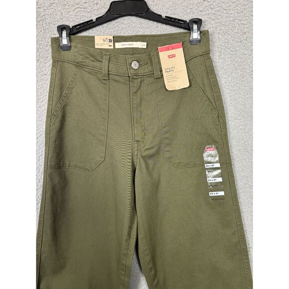 Levis Women's Green Utility Pants Size 24x27 Mid-Rise Relaxed Fit New With Tag's - Picture 2 of 7